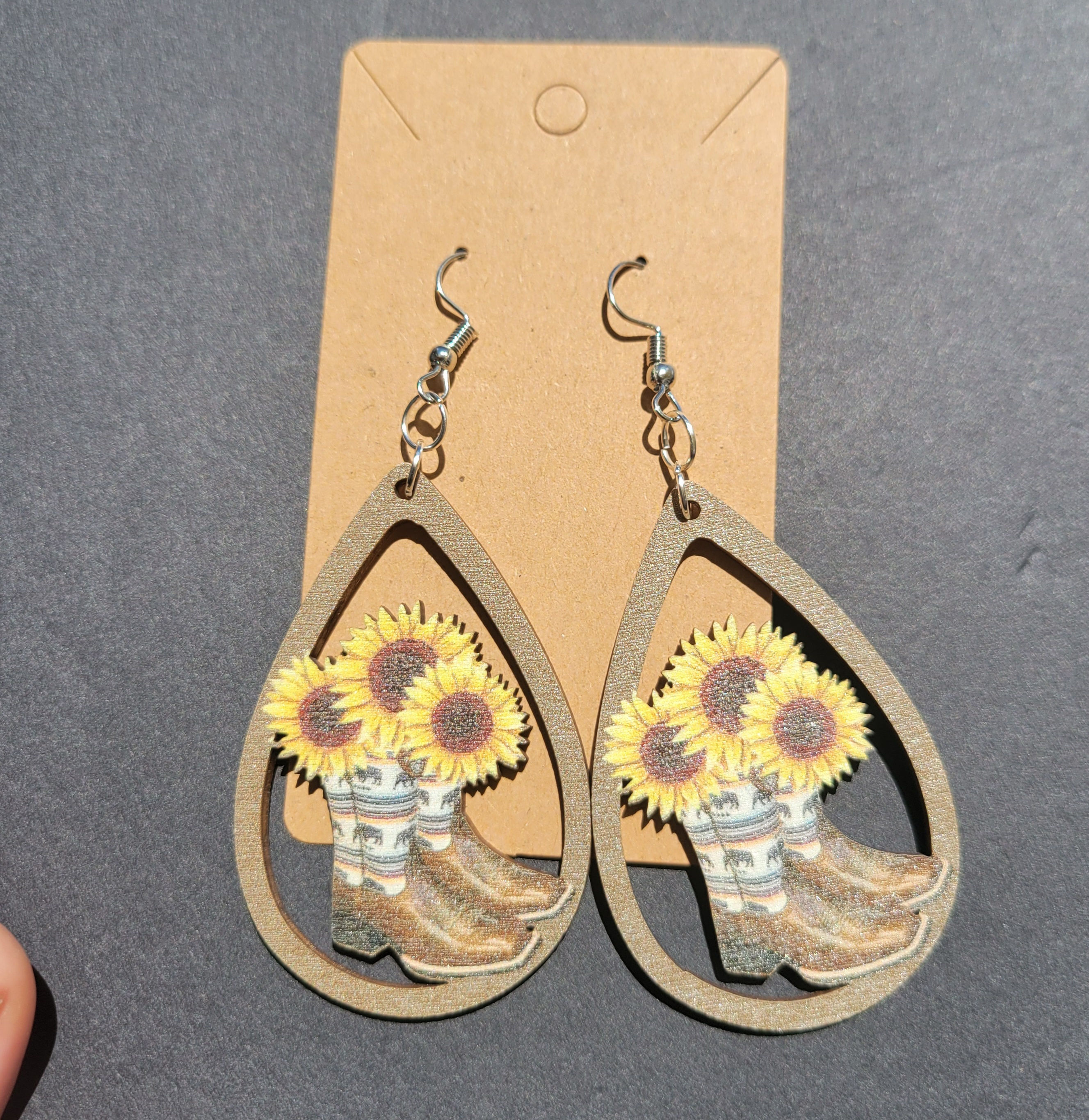 Southwestern Boots and Sunflowers Earrings