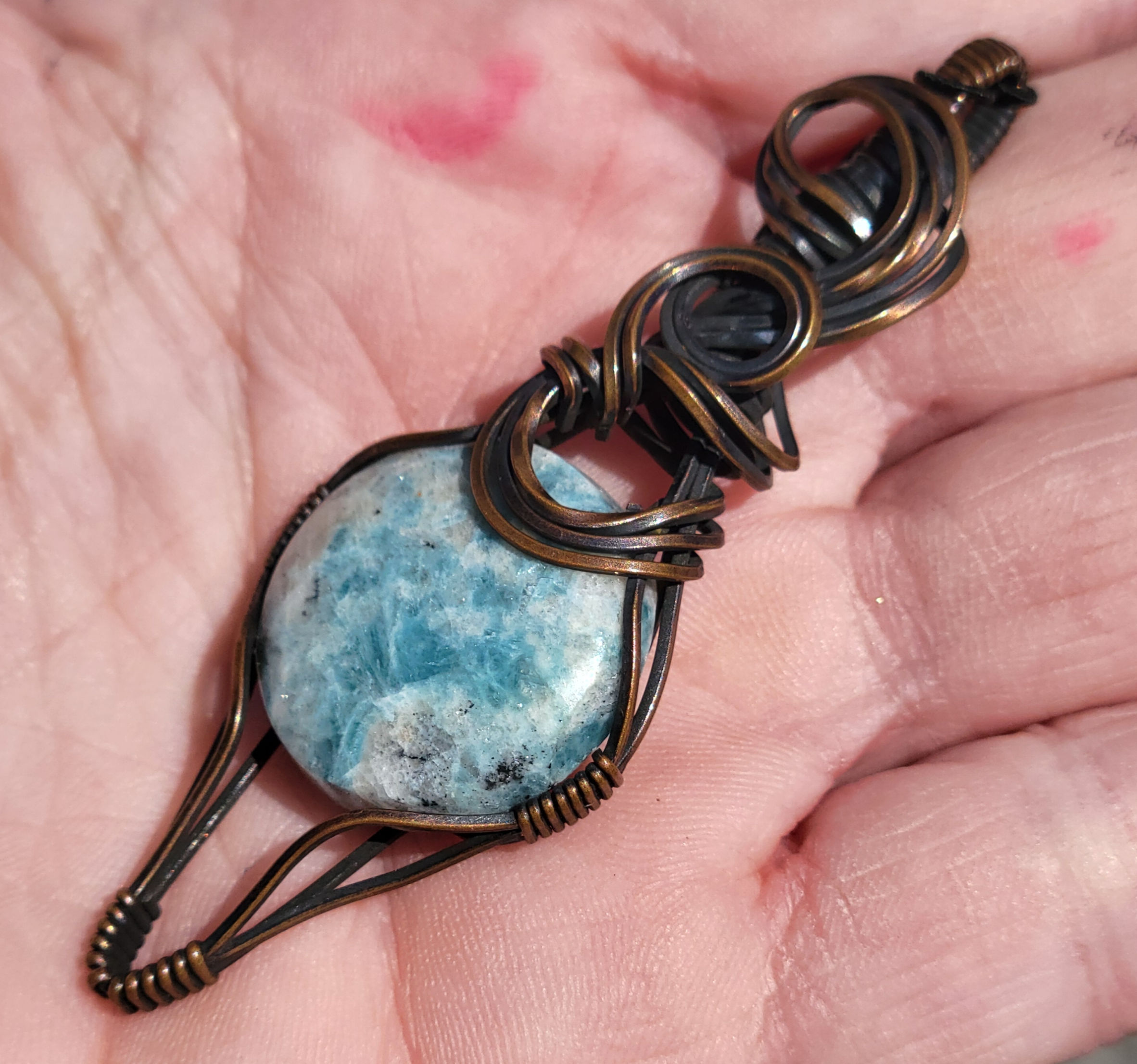 Arizona Kyanite Aged Copper Pendant