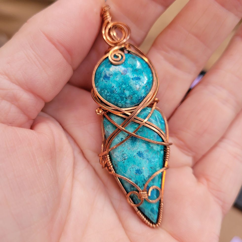 Thumbnail: Chrysocolla Double Copper Pendant