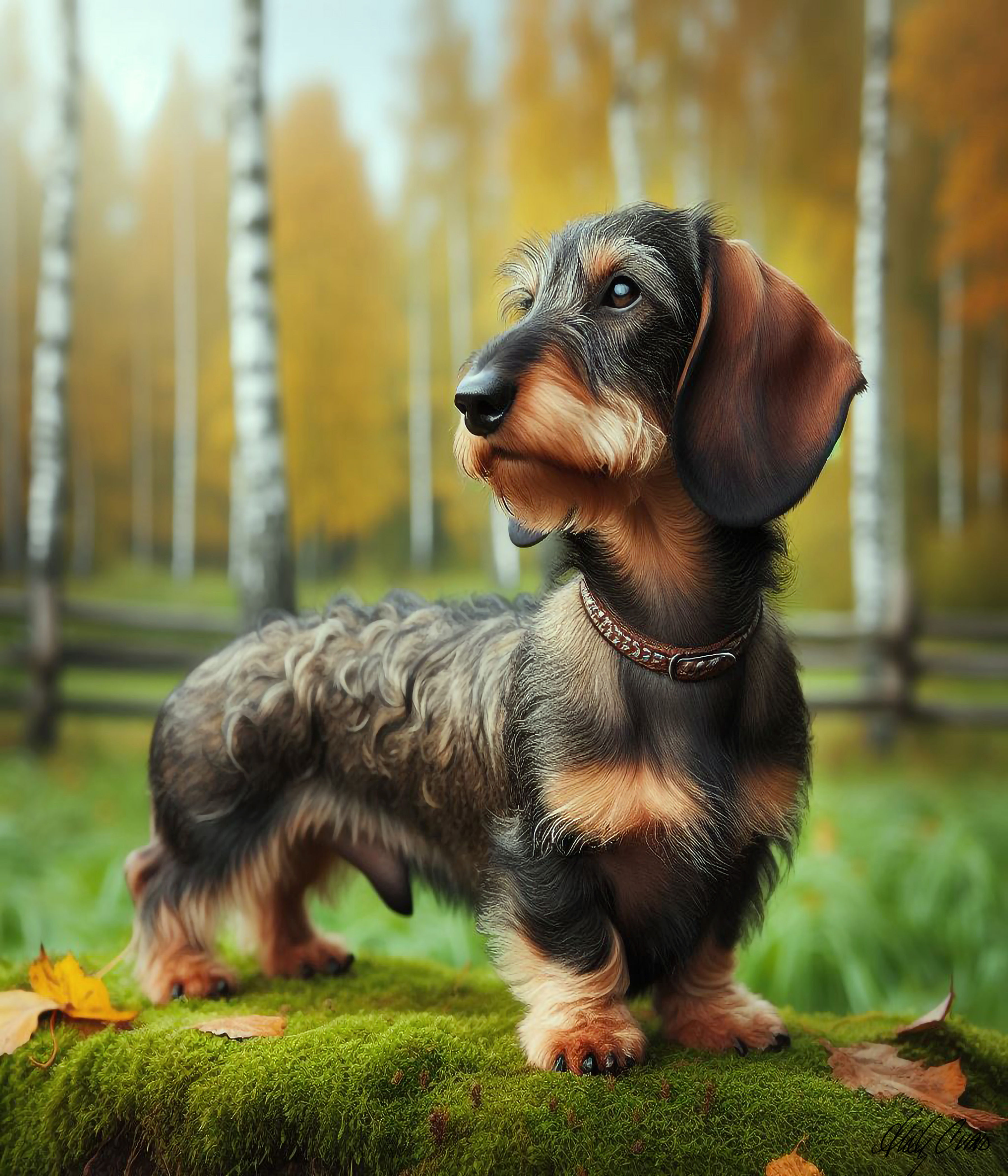 Wild boar wire with birch trees