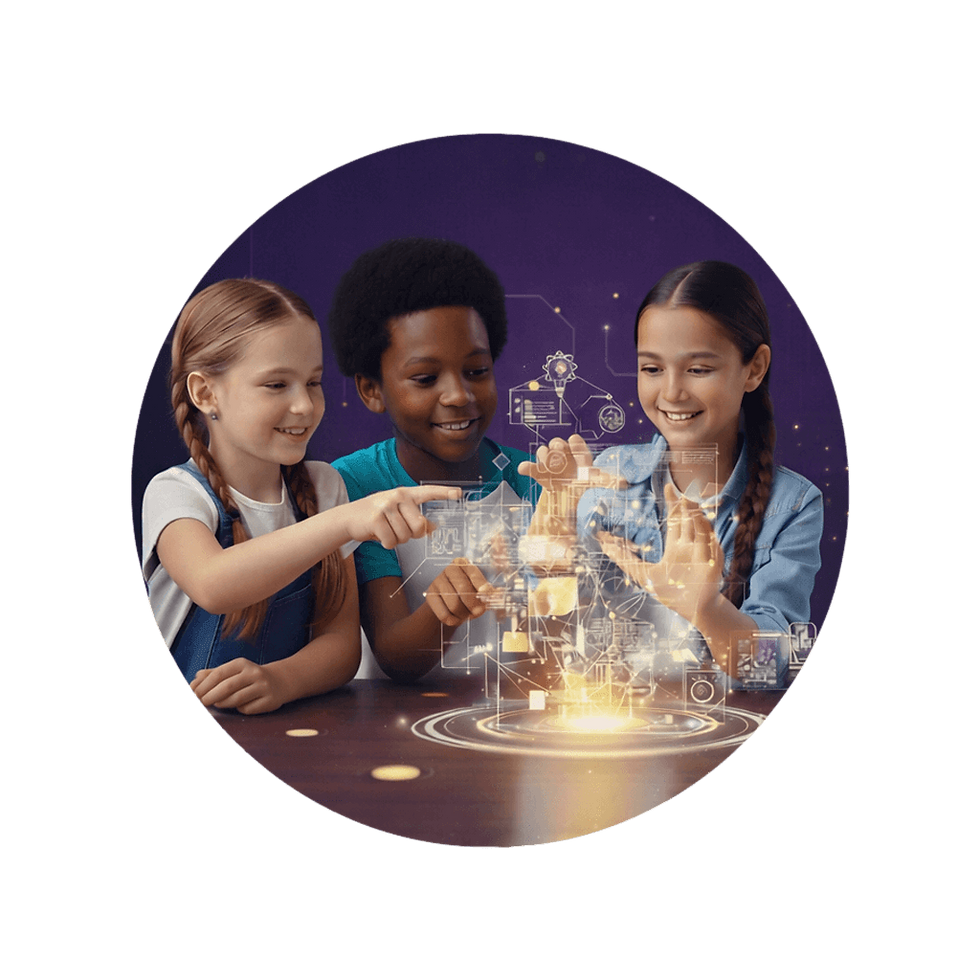 Kids in AI club learning