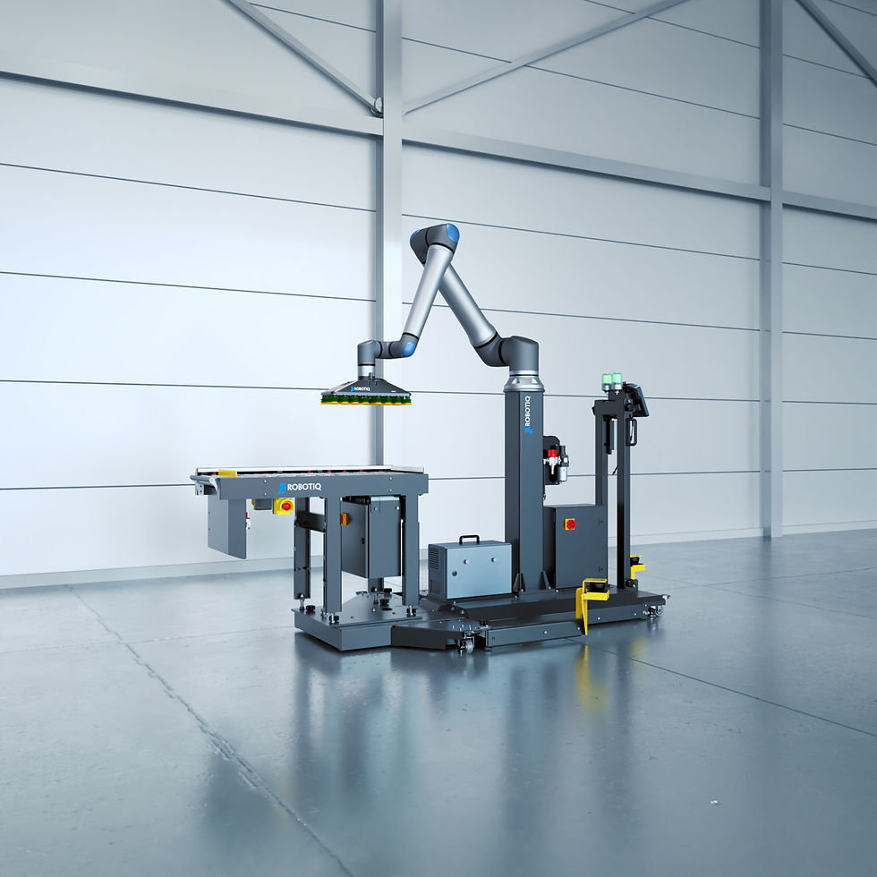Modern cobot palletiser in industrial setting