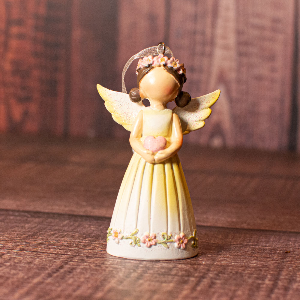 Angel Hanger with Pink Flowers and Heart