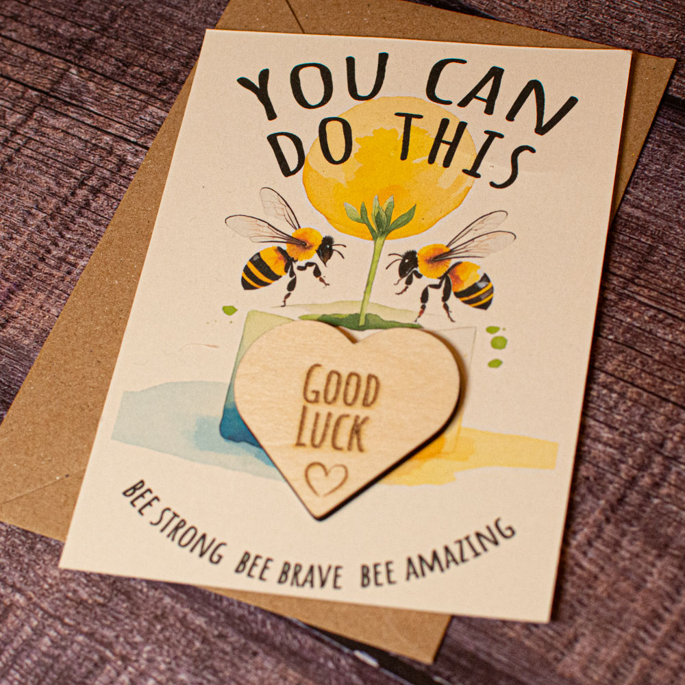 Good Luck Token And Card - Flowers and Bees