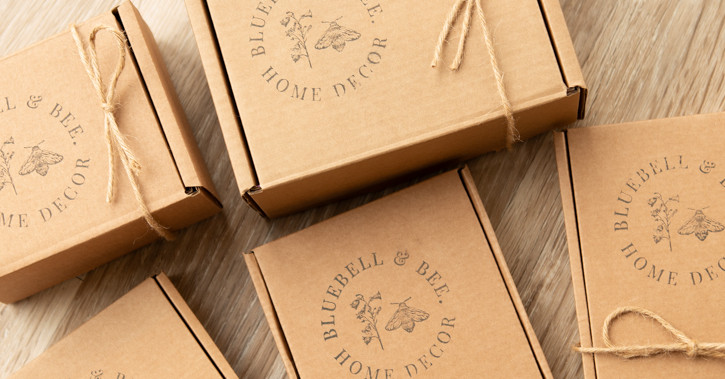 Gift boxes in recycled card and tied with twine