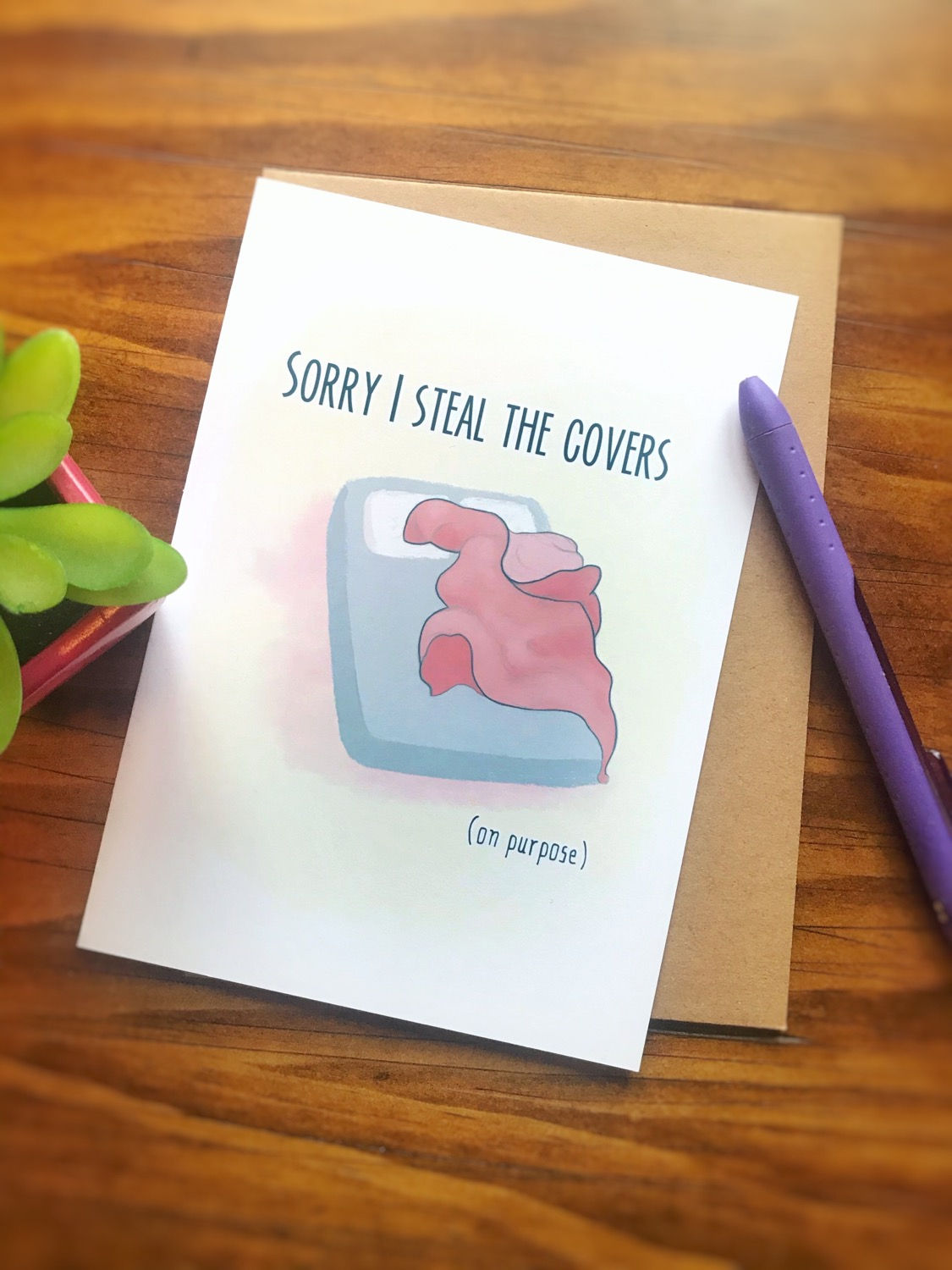 Coming Clean // Funny Love Greeting Card / Blanket Thief / Valentine