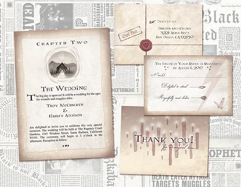 Harry Potter Chapter 2 Wedding Invite Set Geeky Nerdy Offbeat Harry Potter Chapter 2 Wedding Invite