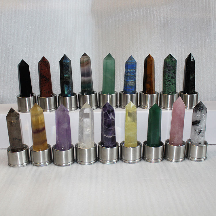 Thumbnail: Natural Crystals Healing Stones Borosilicate Glass Crystal Drink Water Bottle