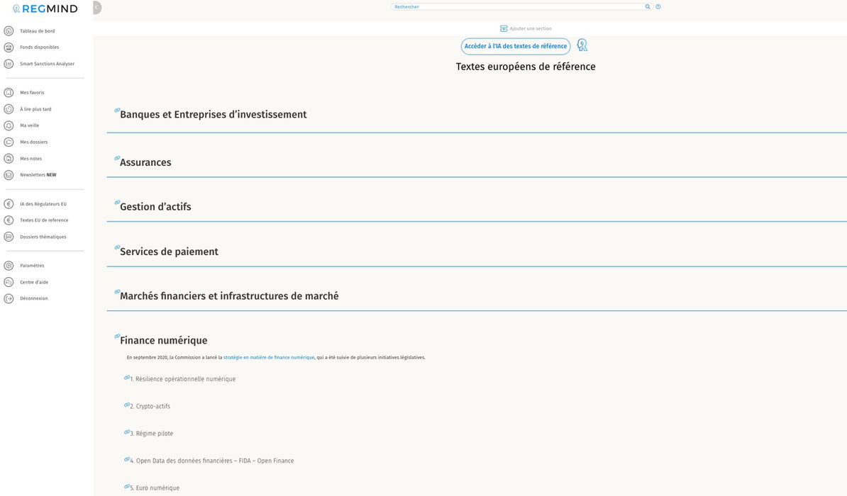 Consultez et comparez les textes de référence européens, enrichis de liens vers leurs versions antérieures, documents connexes et sources officielles, avec l’assistance d’un agent conversationnel capable de répondre à vos questions, vous guider dans la lecture et vous proposer des synthèses personnalisées.