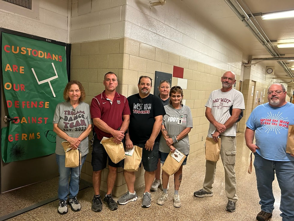 West High Custodians with their gift bags