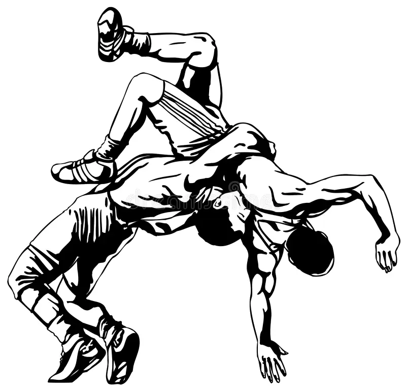 Two Wrestlers Dueling