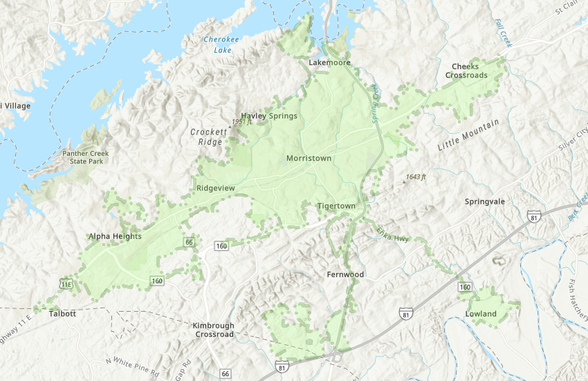 The Morristown City limits