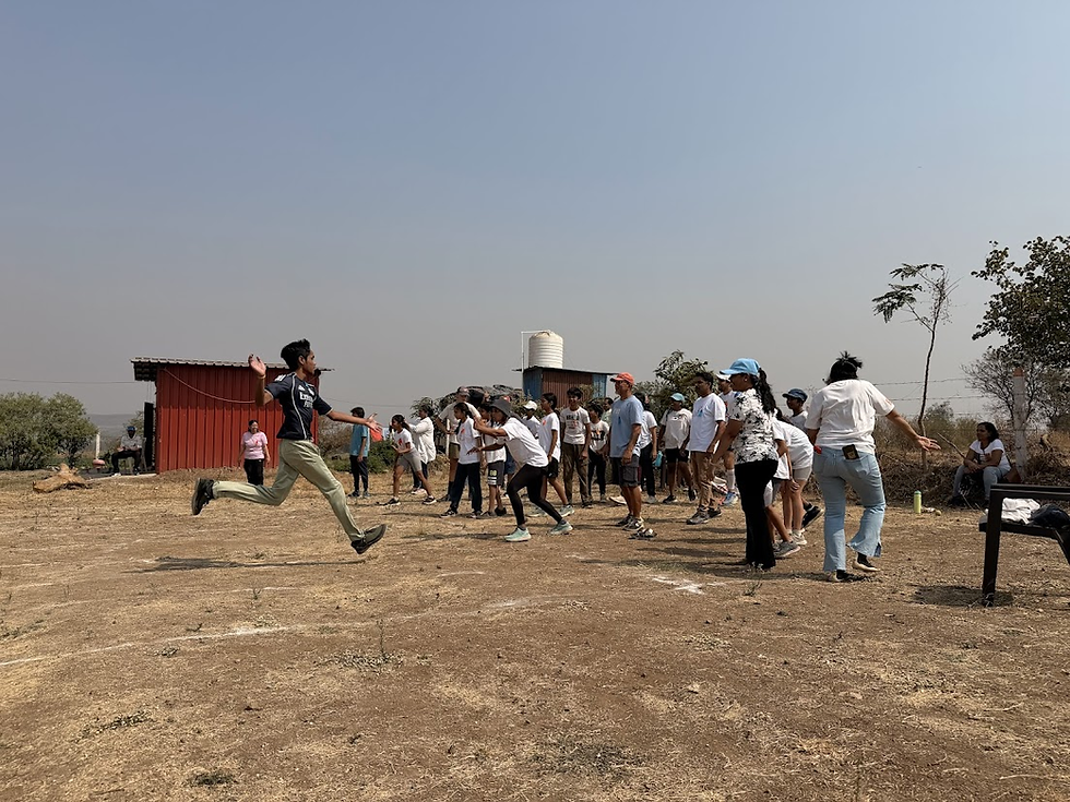 Entire community celebrating co-operation on sports day