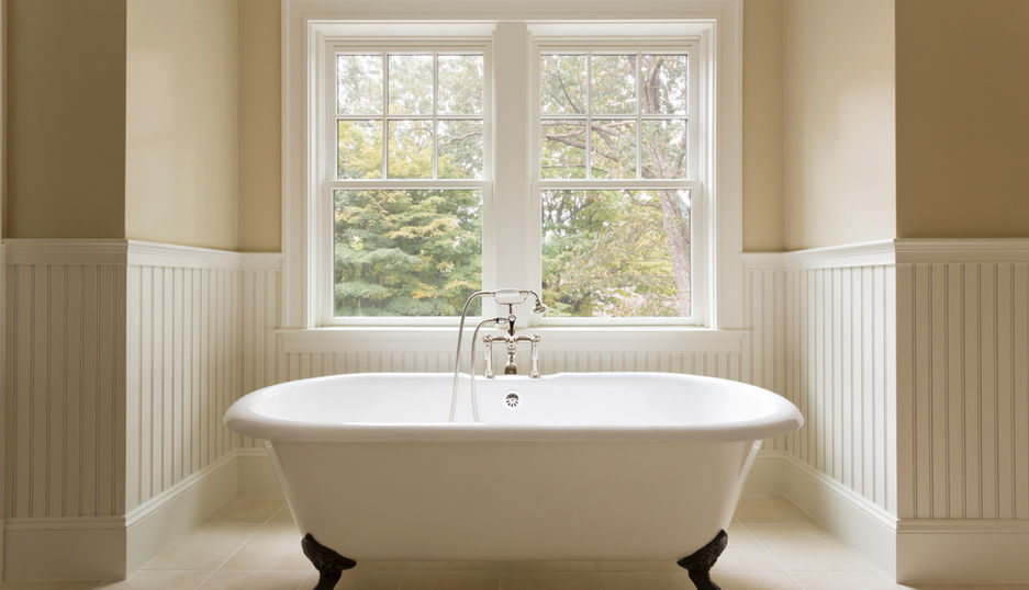 Bath by a window