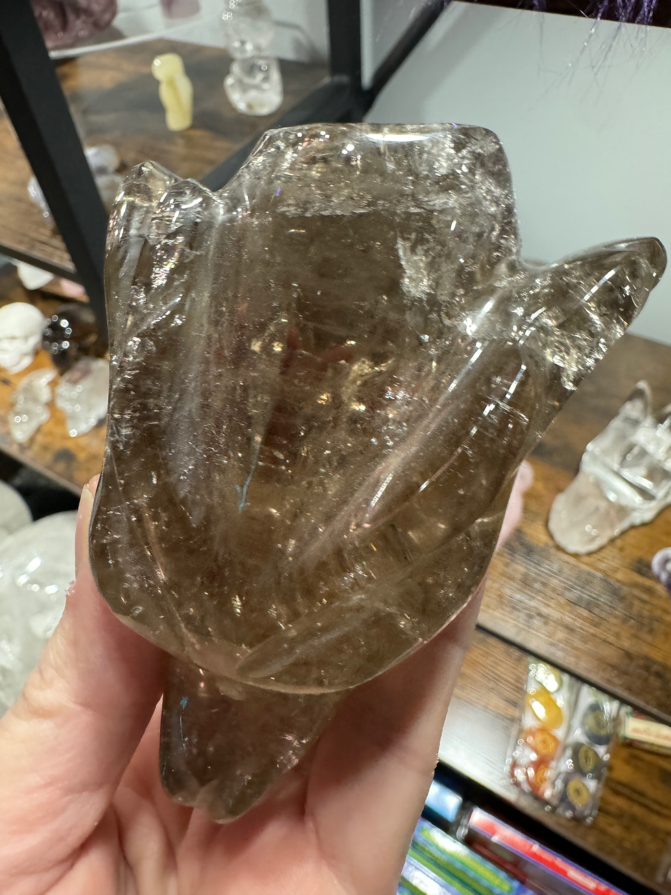 Thumbnail: Smoky Quartz Dragon – 380g • 3.75" Long • Carved in Brazil