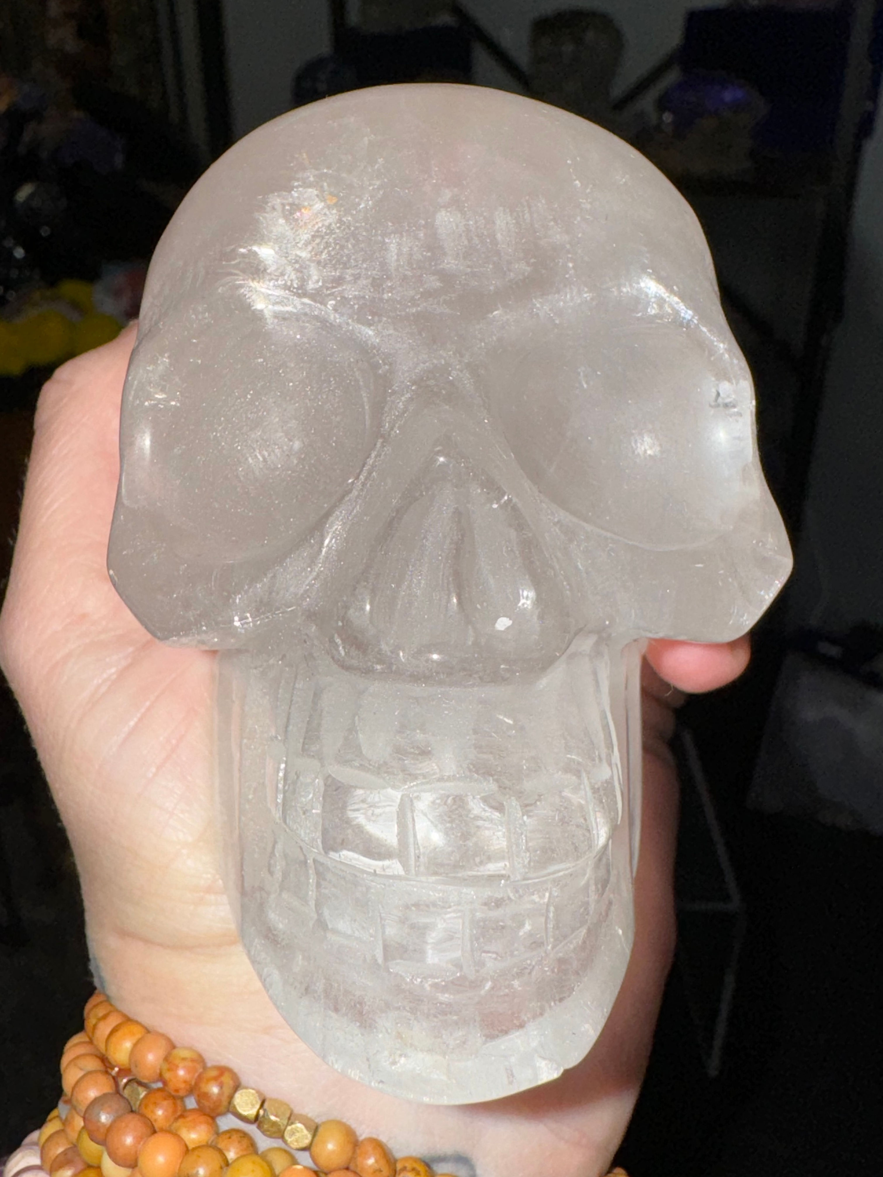 Clear Quartz Skull with Hollow Jaw – 637g / 1.40 lbs