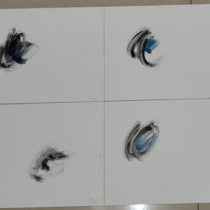 This Blue Object Series have more paintings than the ones shown in the photo, that adds some surprise due to the forever unknown. 
