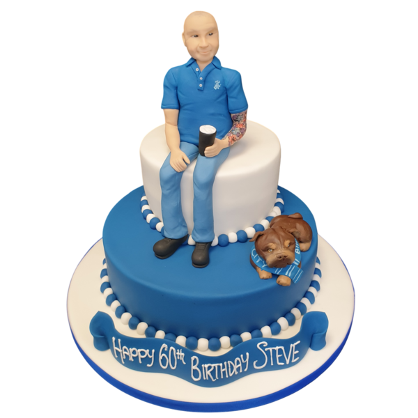 Bespoke BCFC football fan duo cake with team colors and logos, crafted in Solihull, West Midlands for celebration.