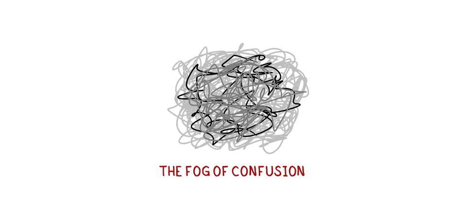 drawing of naming your problems, fog of confusion