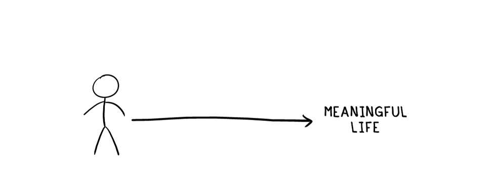 sketch and drawing of a person pursuing a meaningful life