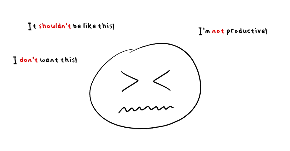 drawing of not accepting reality