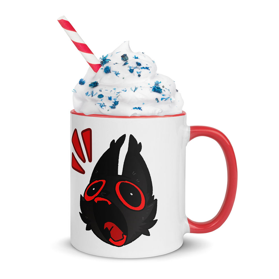 Thumbnail: cute art of black wolf head barking on a mug