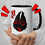 Thumbnail: cute art of black wolf head barking on a mug