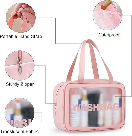 Thumbnail: Makeup Pouch Travel Toiletries Organizer Cosmetic Bags Portable Set of 3