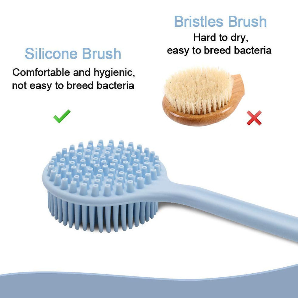 Thumbnail: Bath Brush Back Cleansing Silicone Shower Scrubber with Long handle