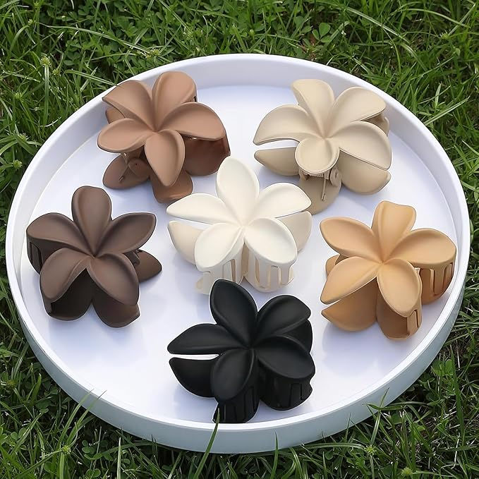 Thumbnail: Hair Claw Clips Medium Matte Flower Hair Clutcher multicolour 2 pcs