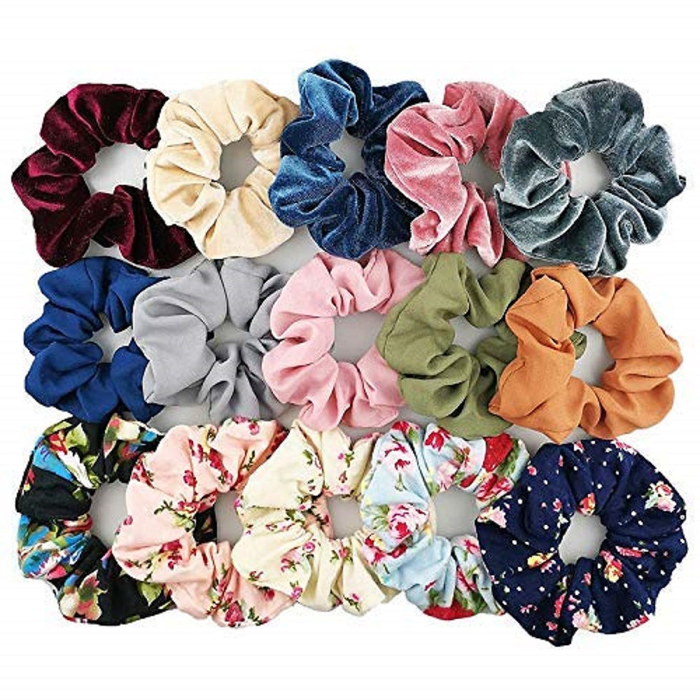 Hair Scrunchies, Hair Bands Satin, Velvet, Chiffon, Cotton - 10 Pc (mix colour)