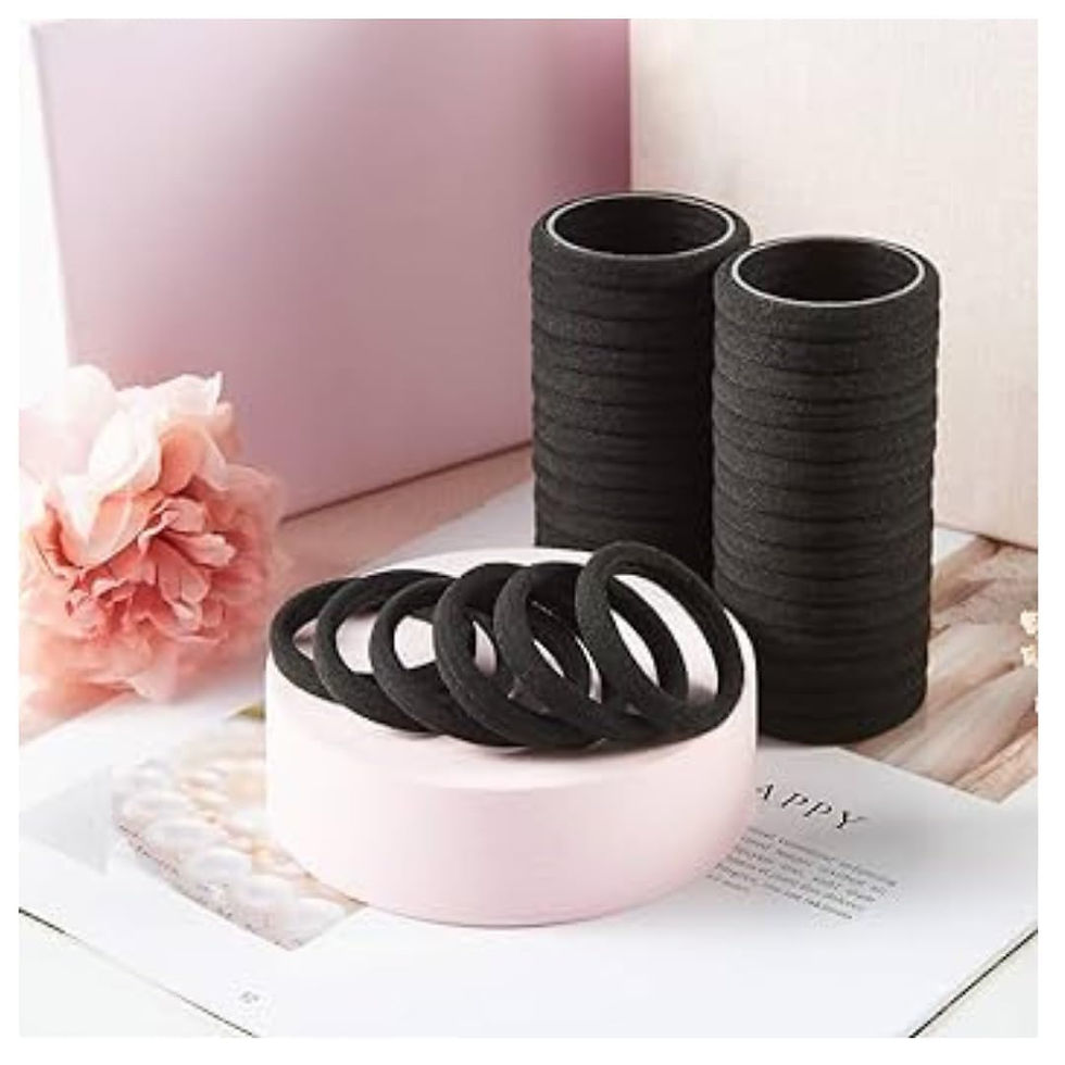 Thumbnail: Hair Rubber Bands Ponytail Holder with storage box (Pack of 20 black)