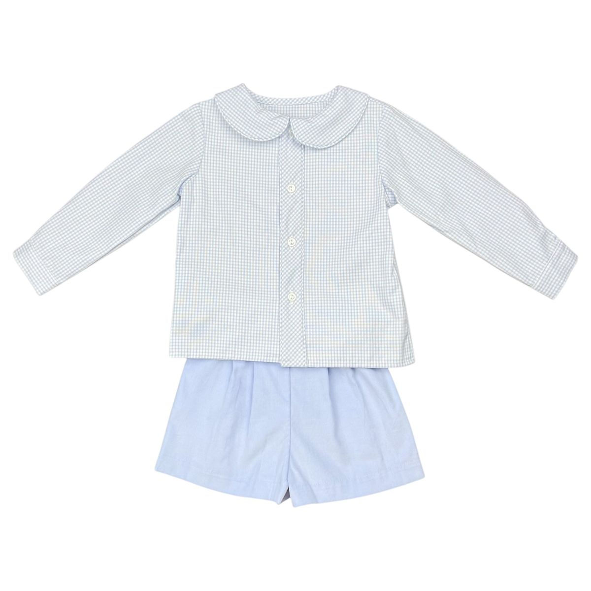 Anvy Blue Check Peter Cord Shorts Set 12,18mo, 