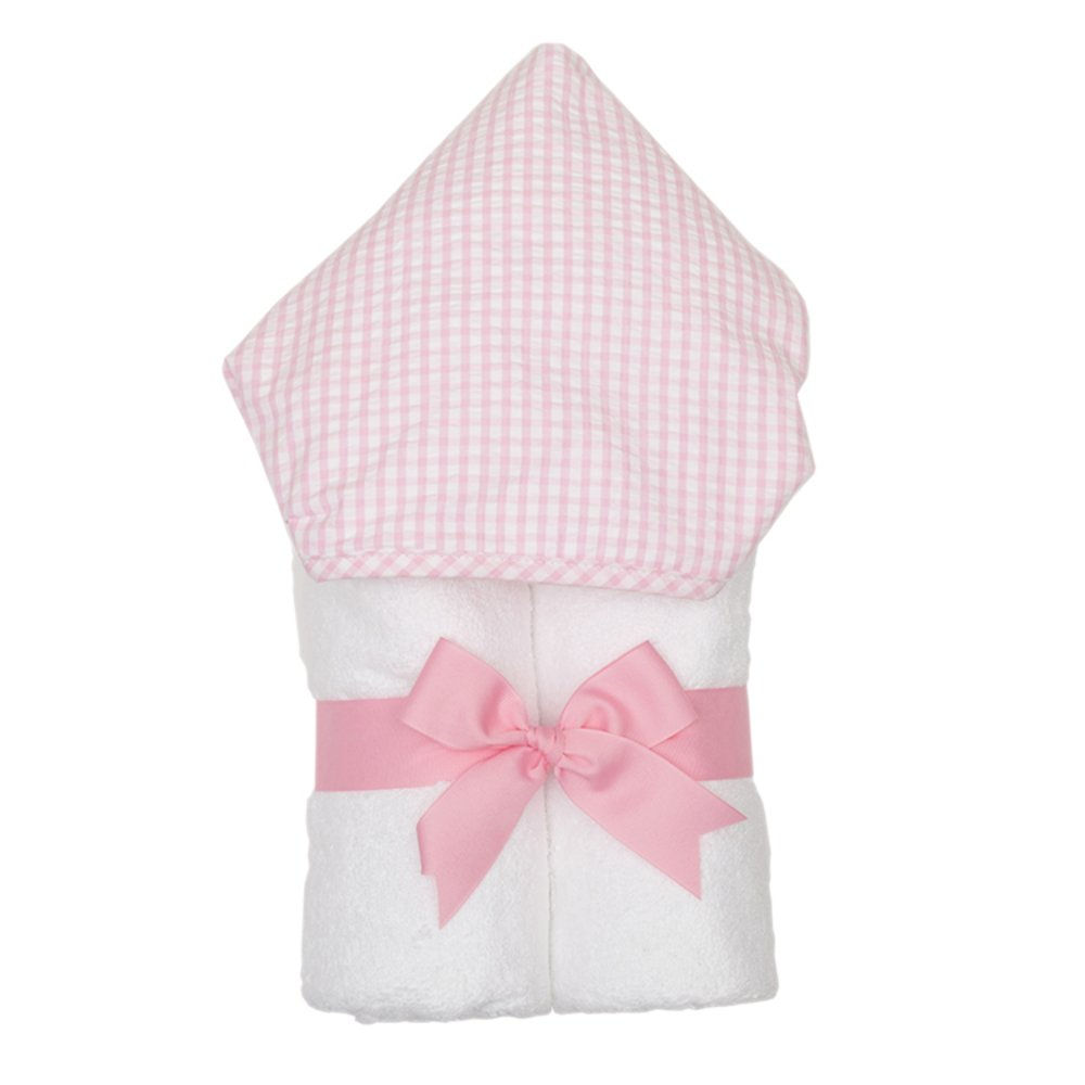 3 Marthas Pink Check Hooded Towel
