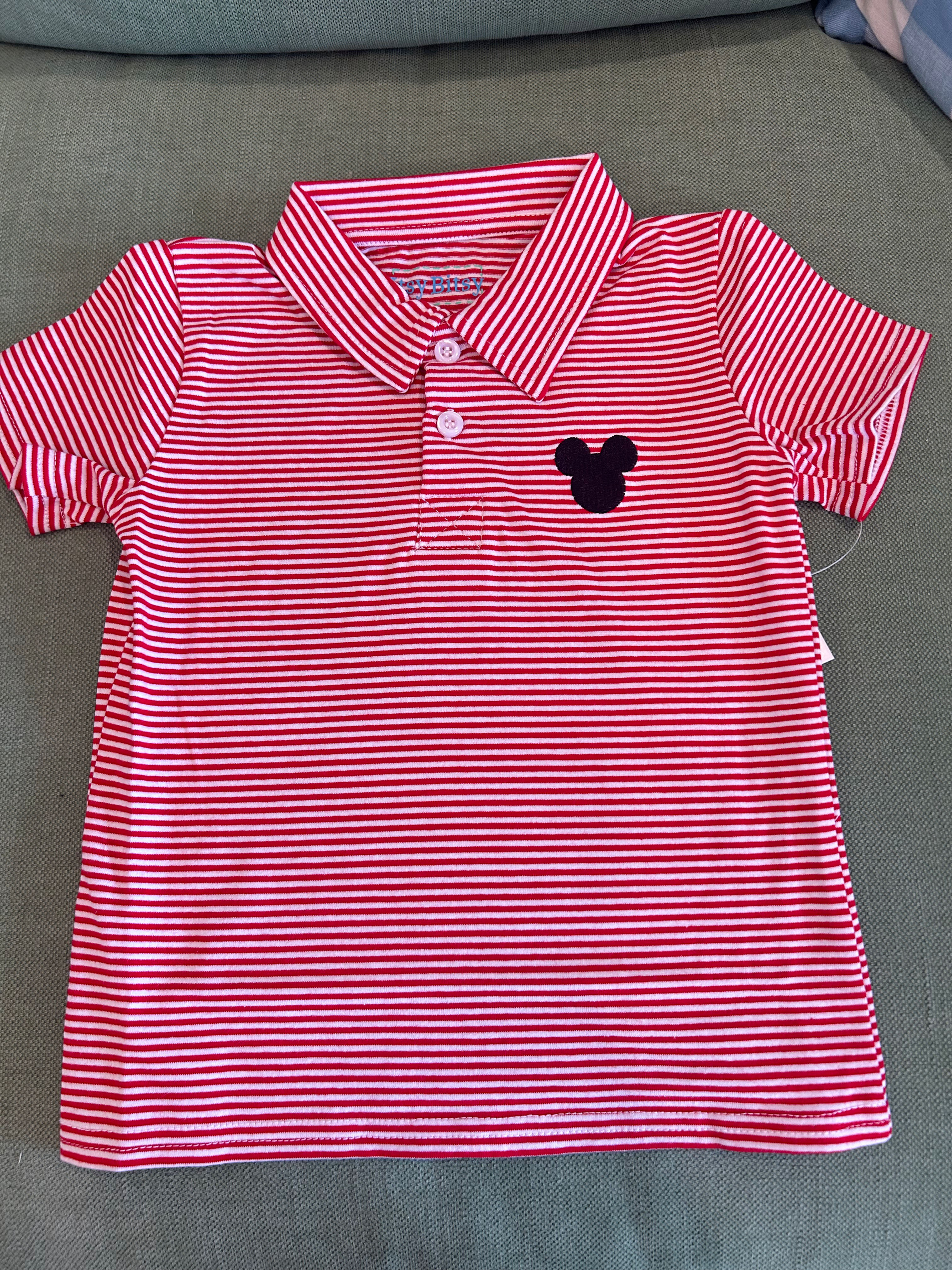 Itsy Bitsy Red Stripe Mouse Polo