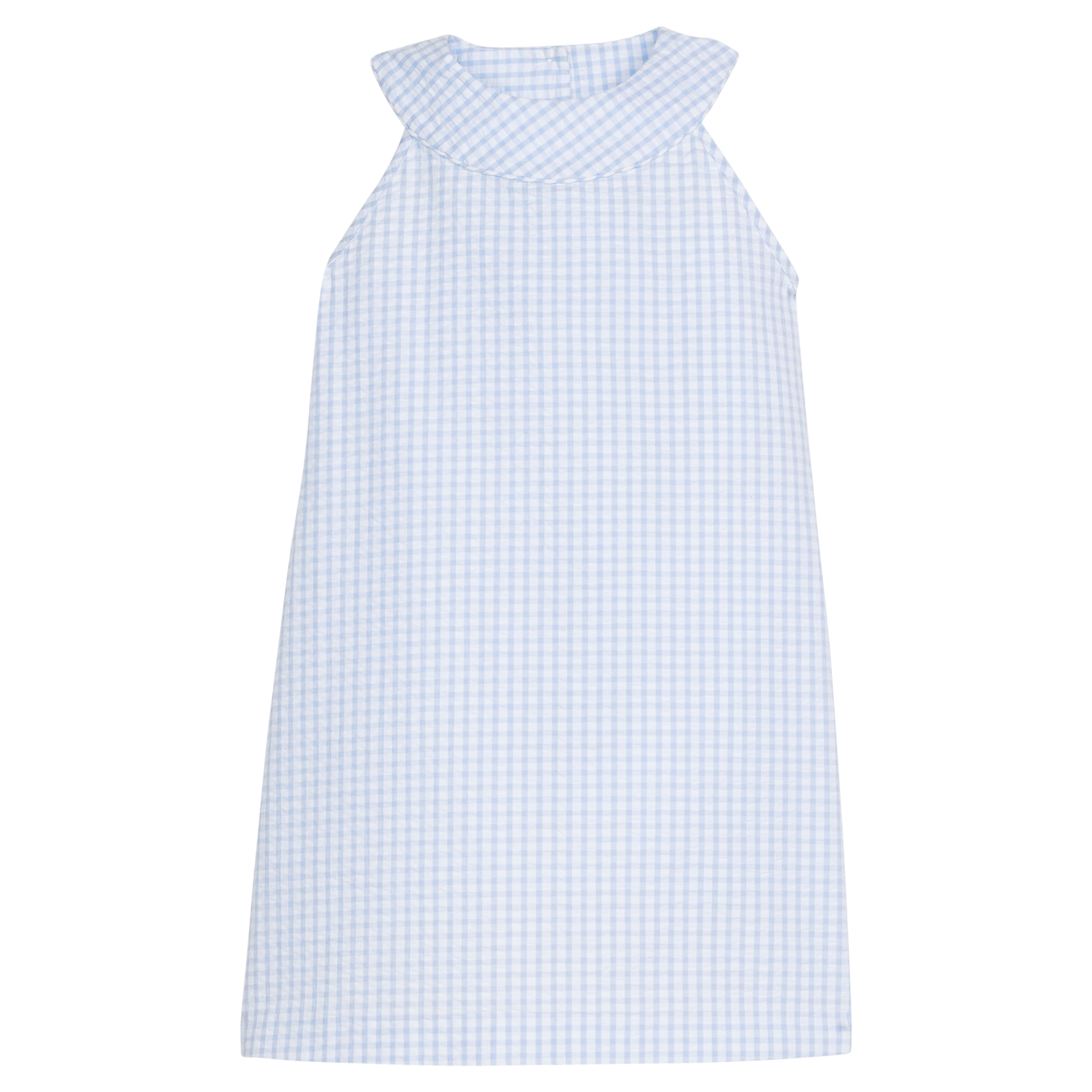 Little English Light Blue Seersucker Check Robin Dress 10