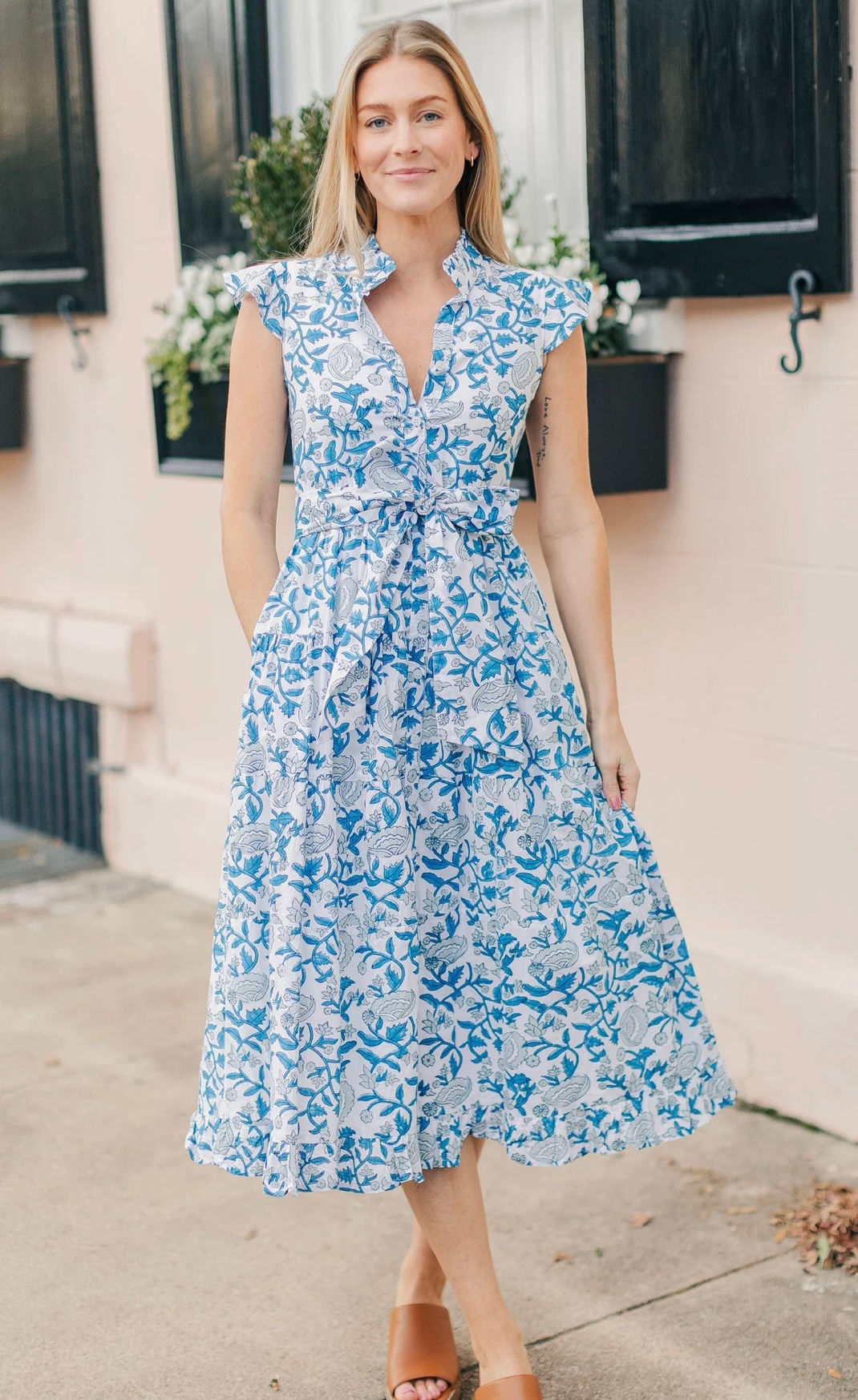Victoria Dunn Palmetto Dress French Blue M