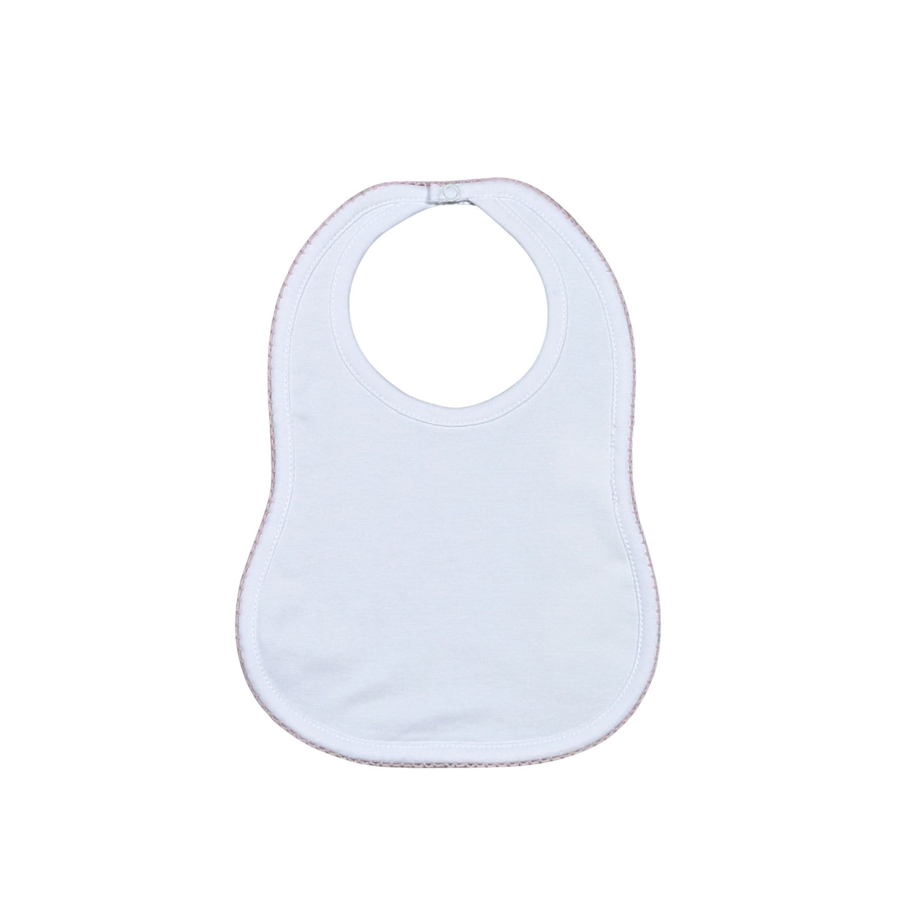 Baby Loren White with Pink Picot Trim Bib
