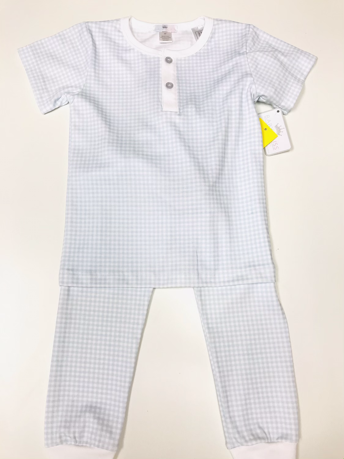 Baby Bliss Pima Blue Gingham Pajamas 5,6