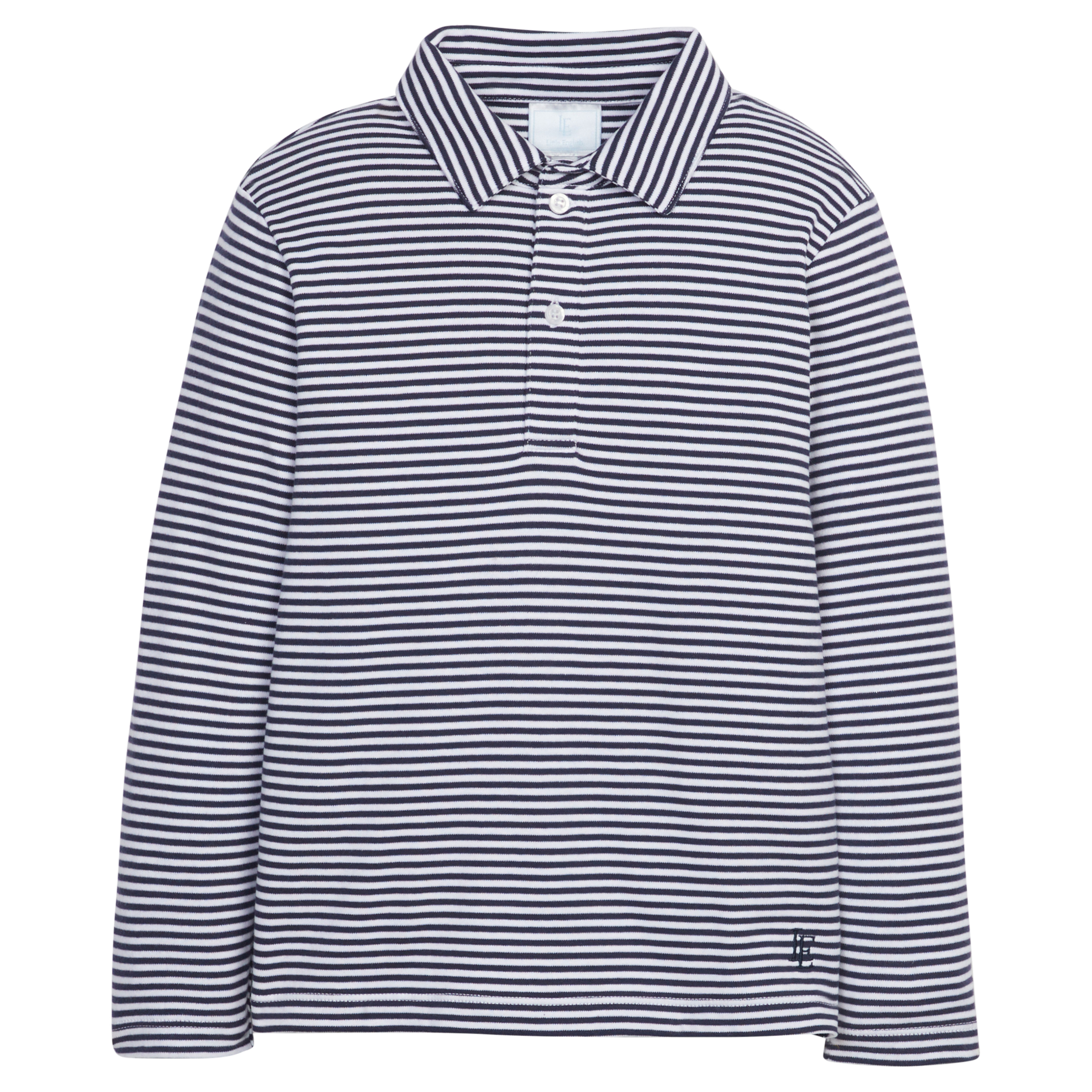 Little English Navy Stripe  Long Sleeve Polo