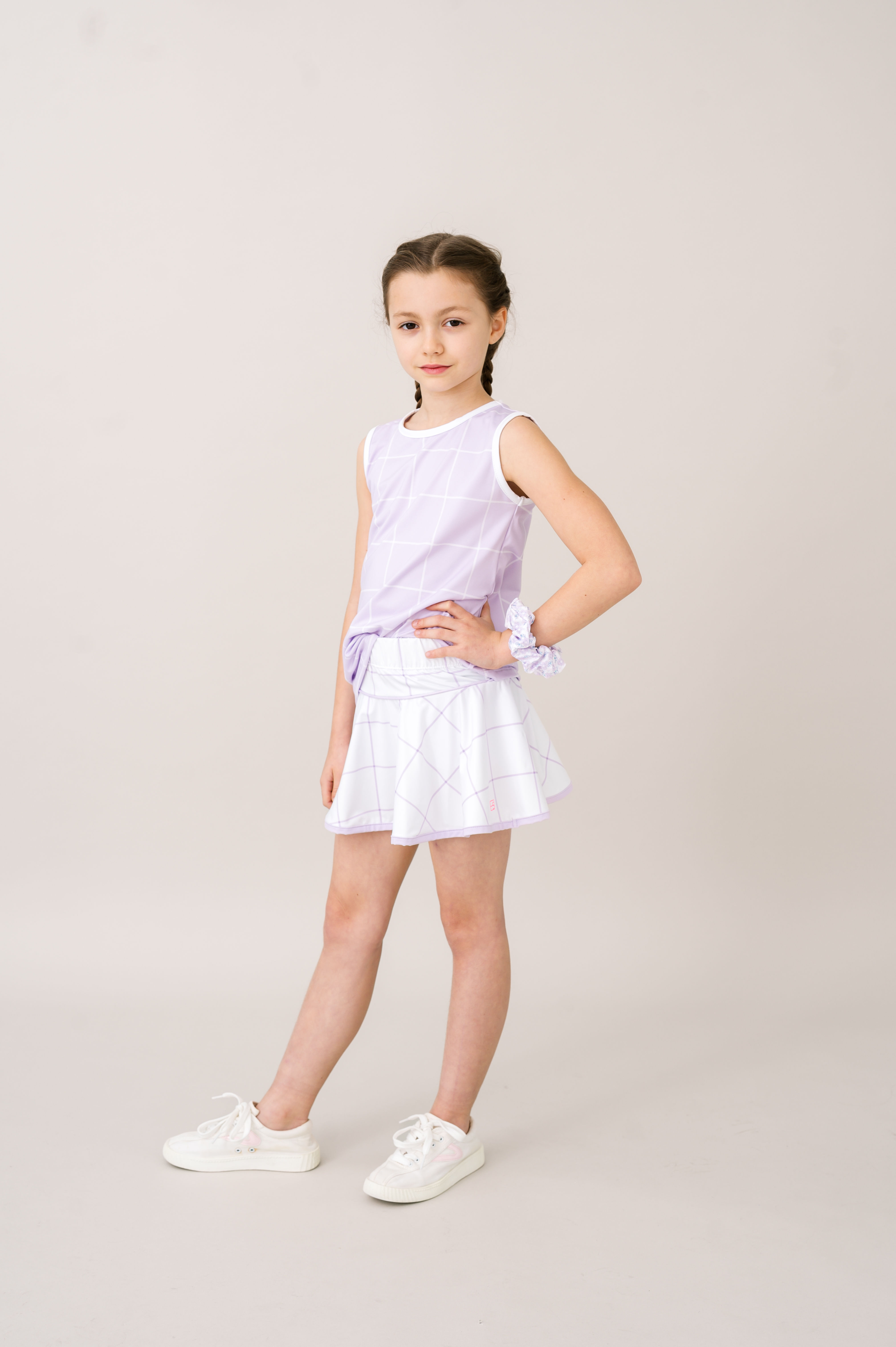 Set Athleisure Quinn Skort in Purple Windowpane