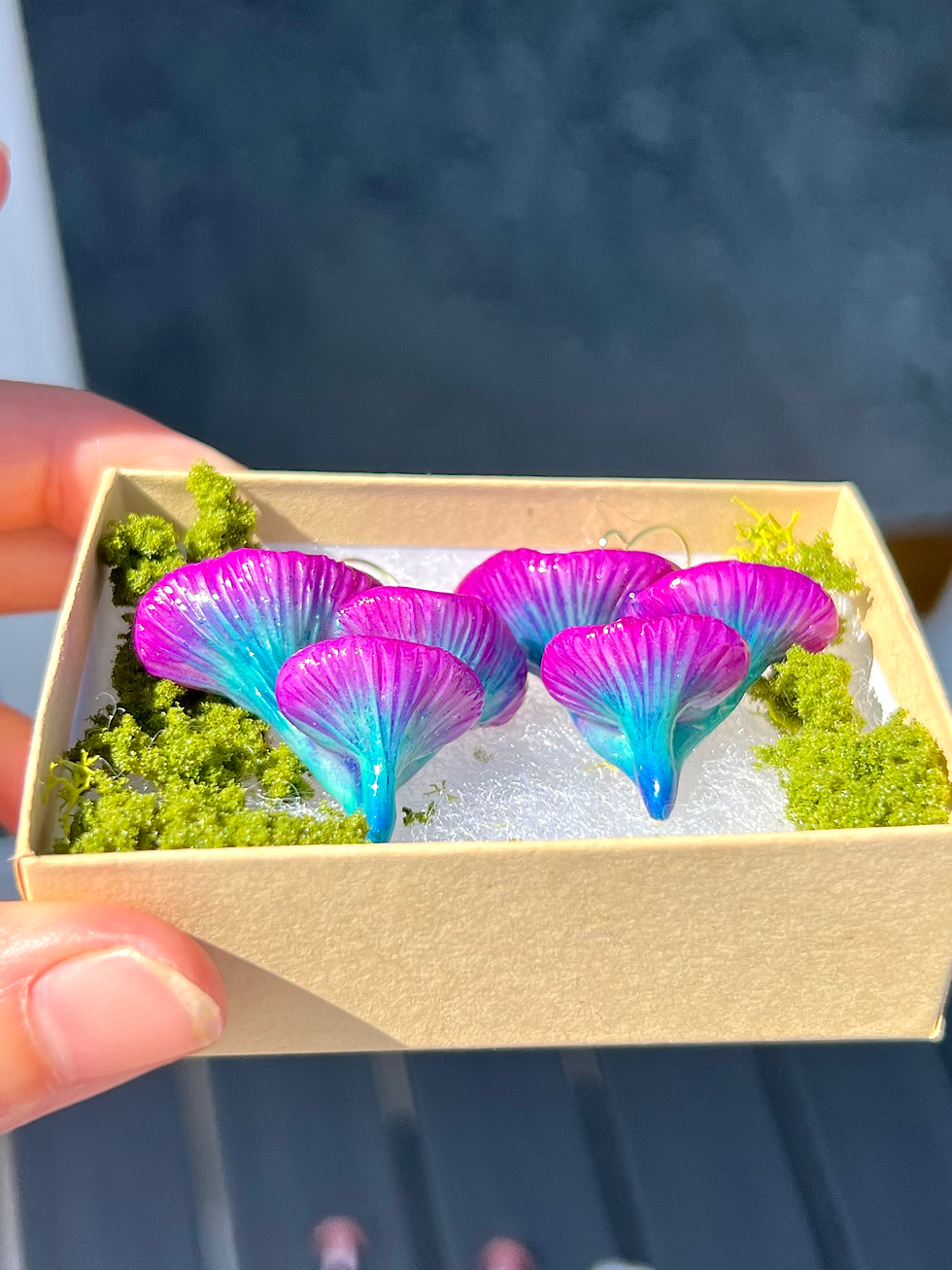Thumbnail: Exotic Mermaid Purple Chanterelle earrings 