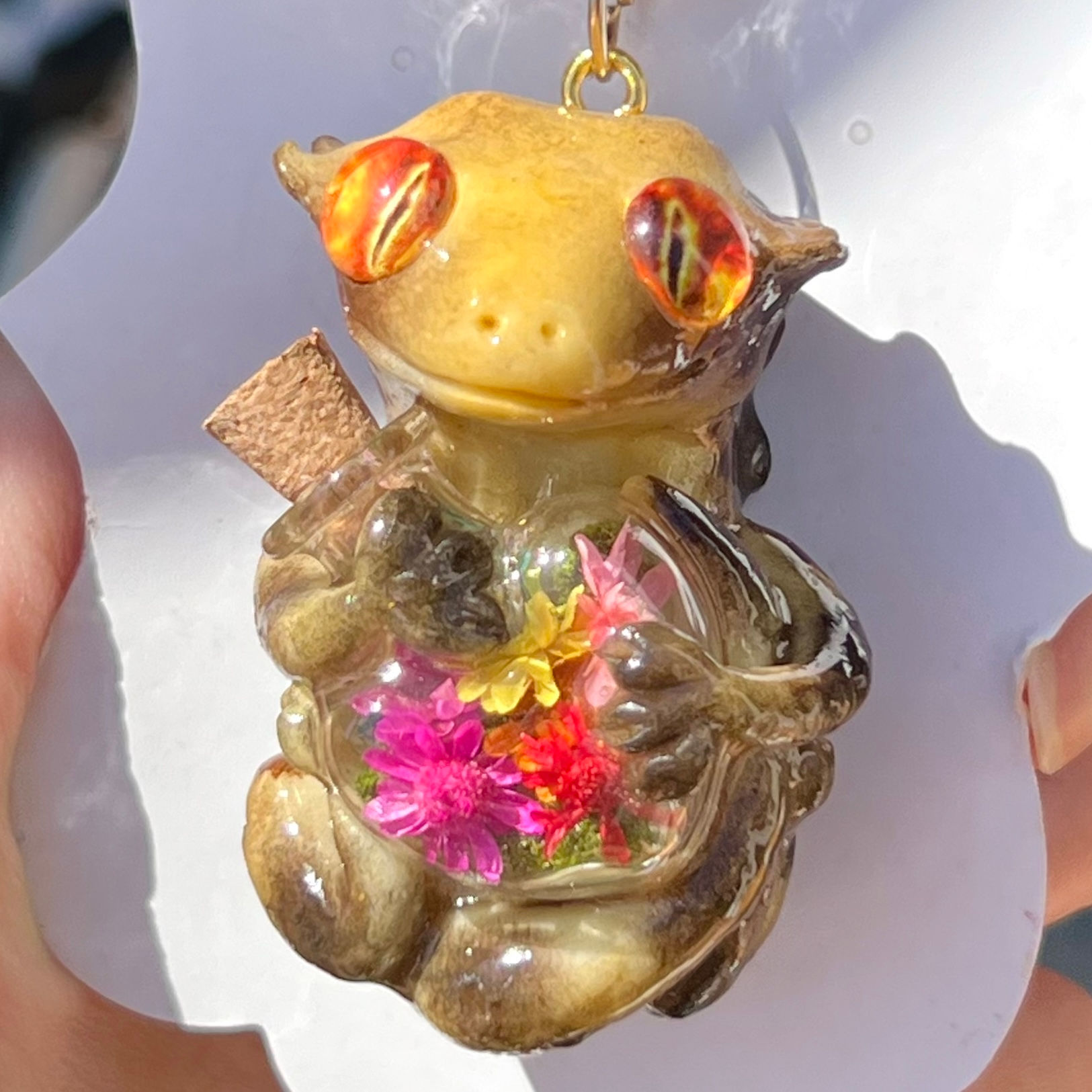  Harlequin Crested Gecko + Flower Spell bottle 