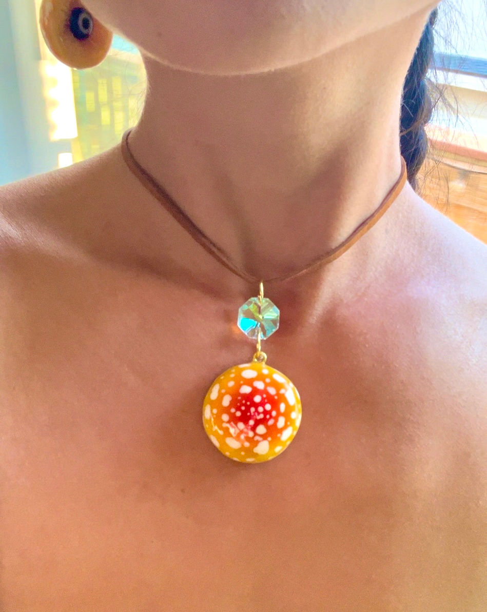 Thumbnail: Petite Mushroom Cap + Prism Glass Pendant
