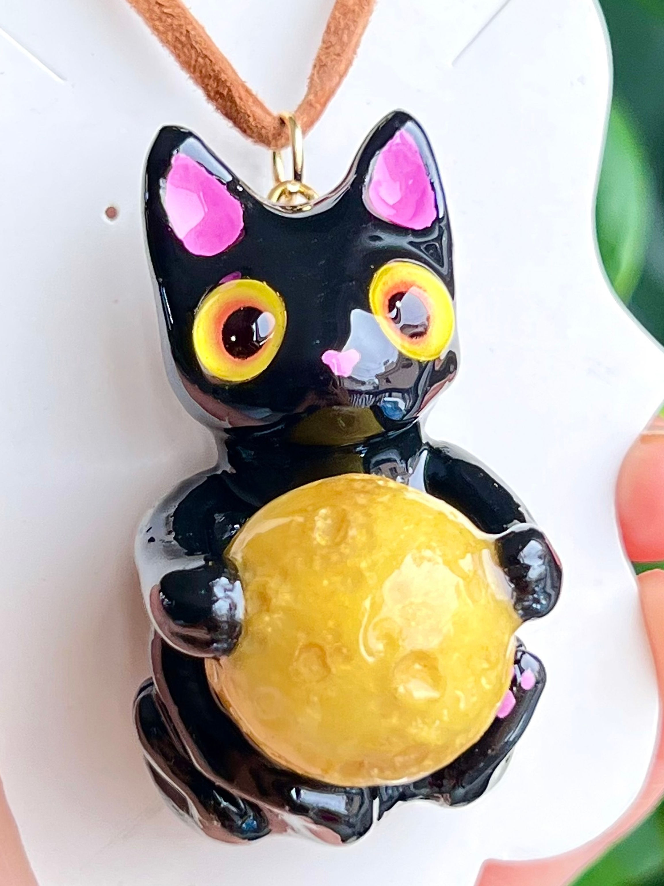 Cute Black Cat + Moon (Glow in the Dark )