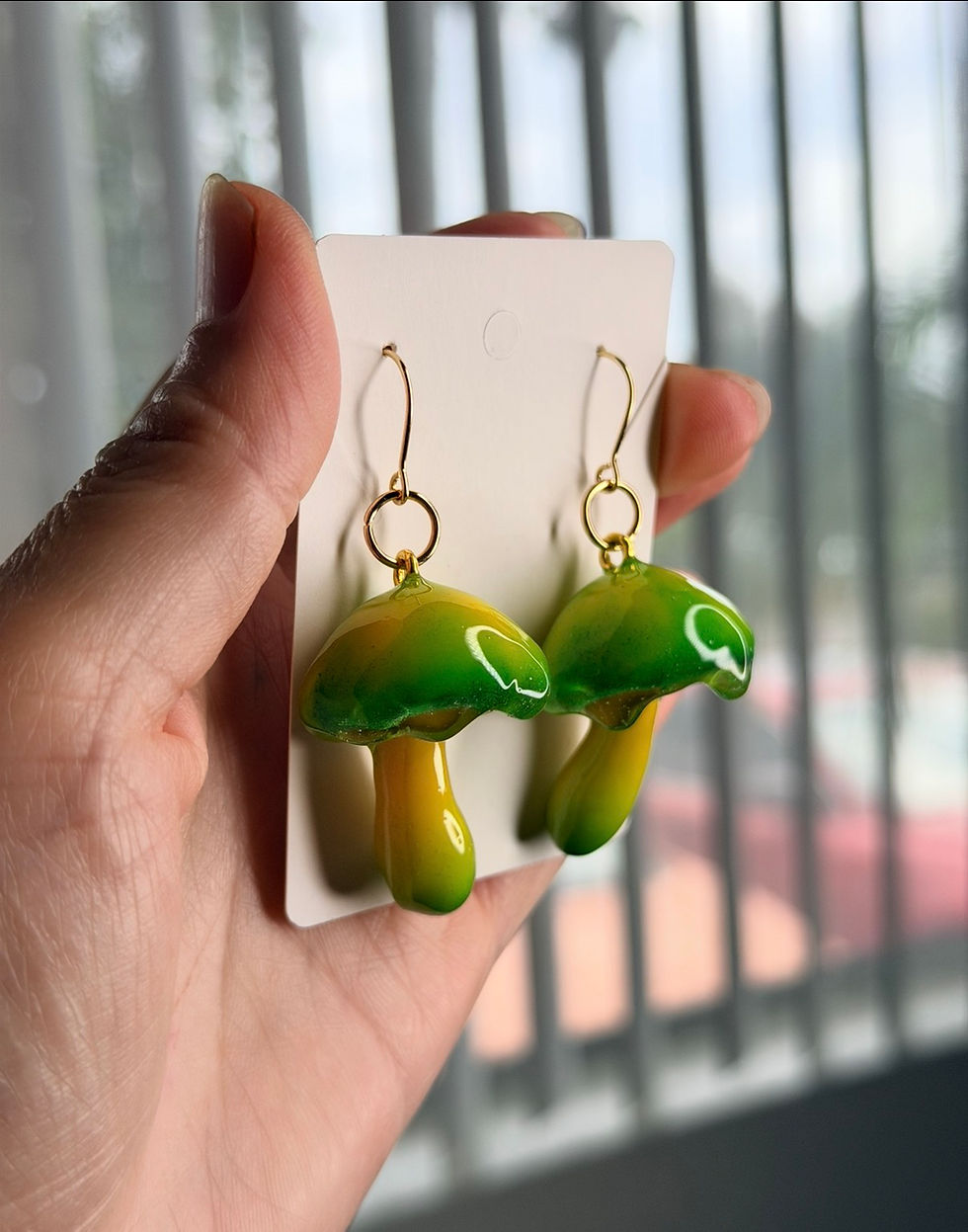 Thumbnail: Drool cap mushroom earrings