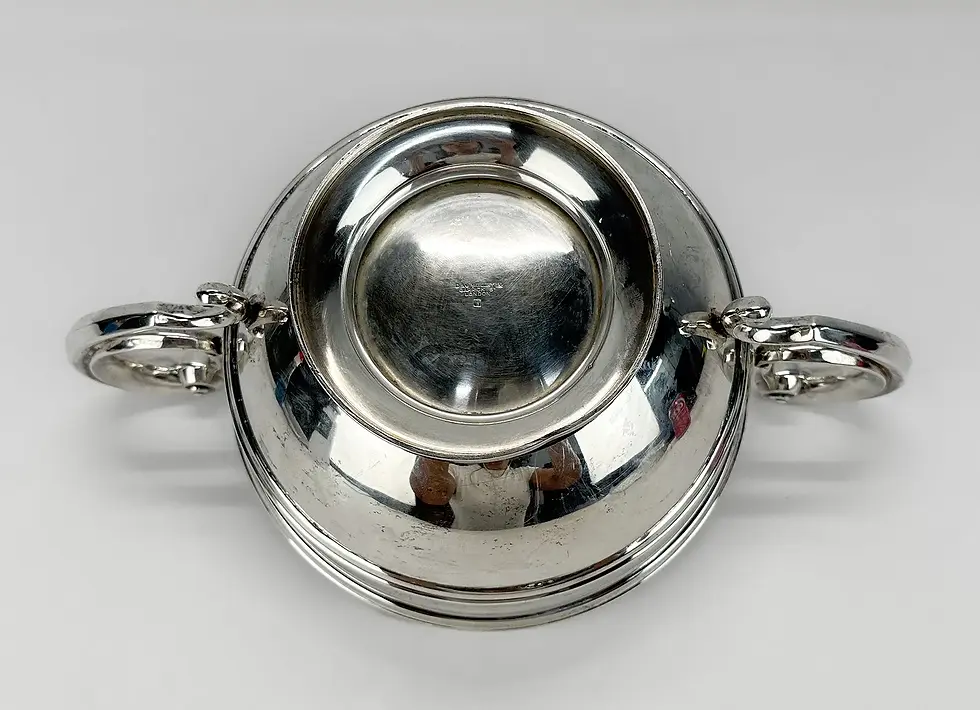 Thumbnail: Daniel & John Wellby English Antique Sterling Silver Rose Bowl with grid Insert 