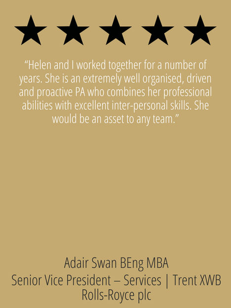 Review from Adair Swan BEng MBA for Helen Taylor VA