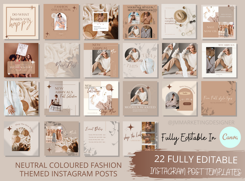 Neutral Tone Instagram Post Canva Templates | jmmarketingdesigner