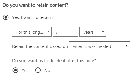 Microsoft Office 365 Retention Policies